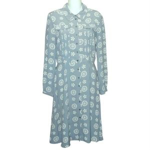 BODEN Gray White Floral Viscose Crepe Dress US 6